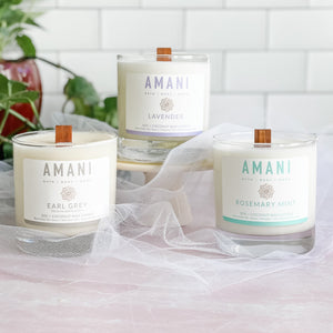 Crackling Wood Wick Candles - Amani Soaps
