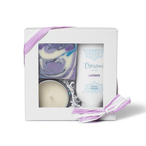 Gift box trio: soap, lotion, and candle - Amani Soaps